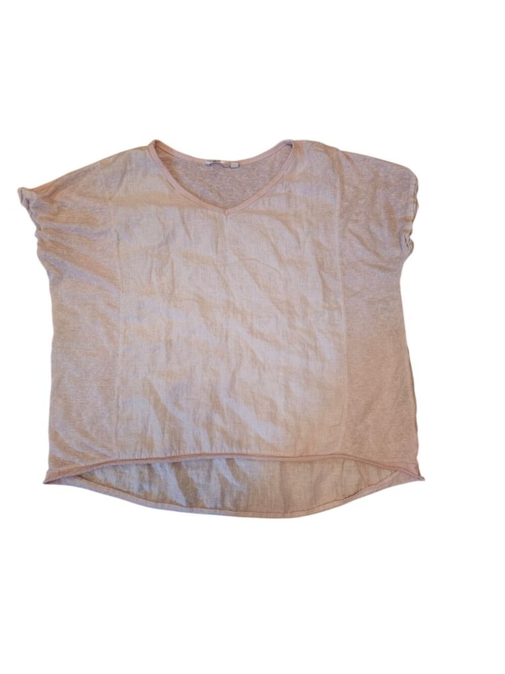 Kaktus Womens Pink V-Neck Lightweight Short Sleeve Blouse Size L